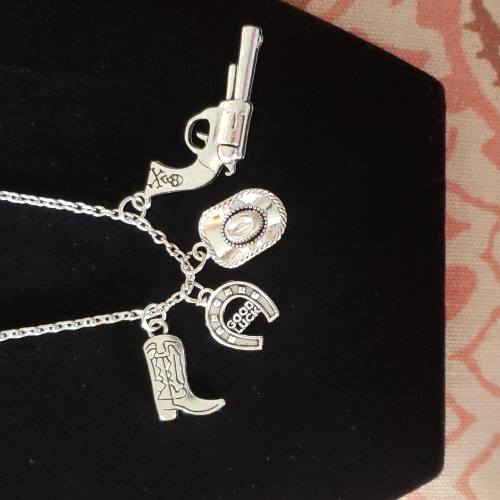Cowgirl Necklace. Western Pistol Cowgirl Boots Cowgirl Hat Vaquero Vaquera Horse